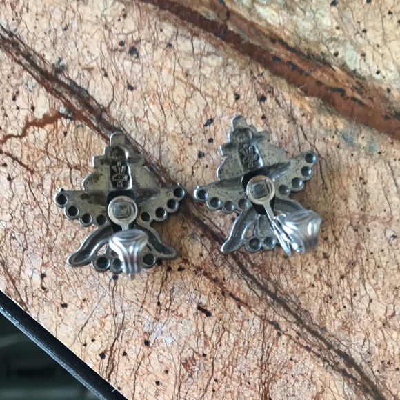 Native American Vibe Turquoise Silver Sancrest Earrings - Picture 7 of 7